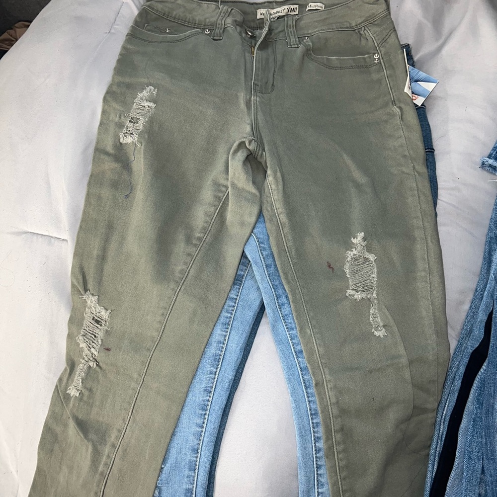Olive green skinny jeans